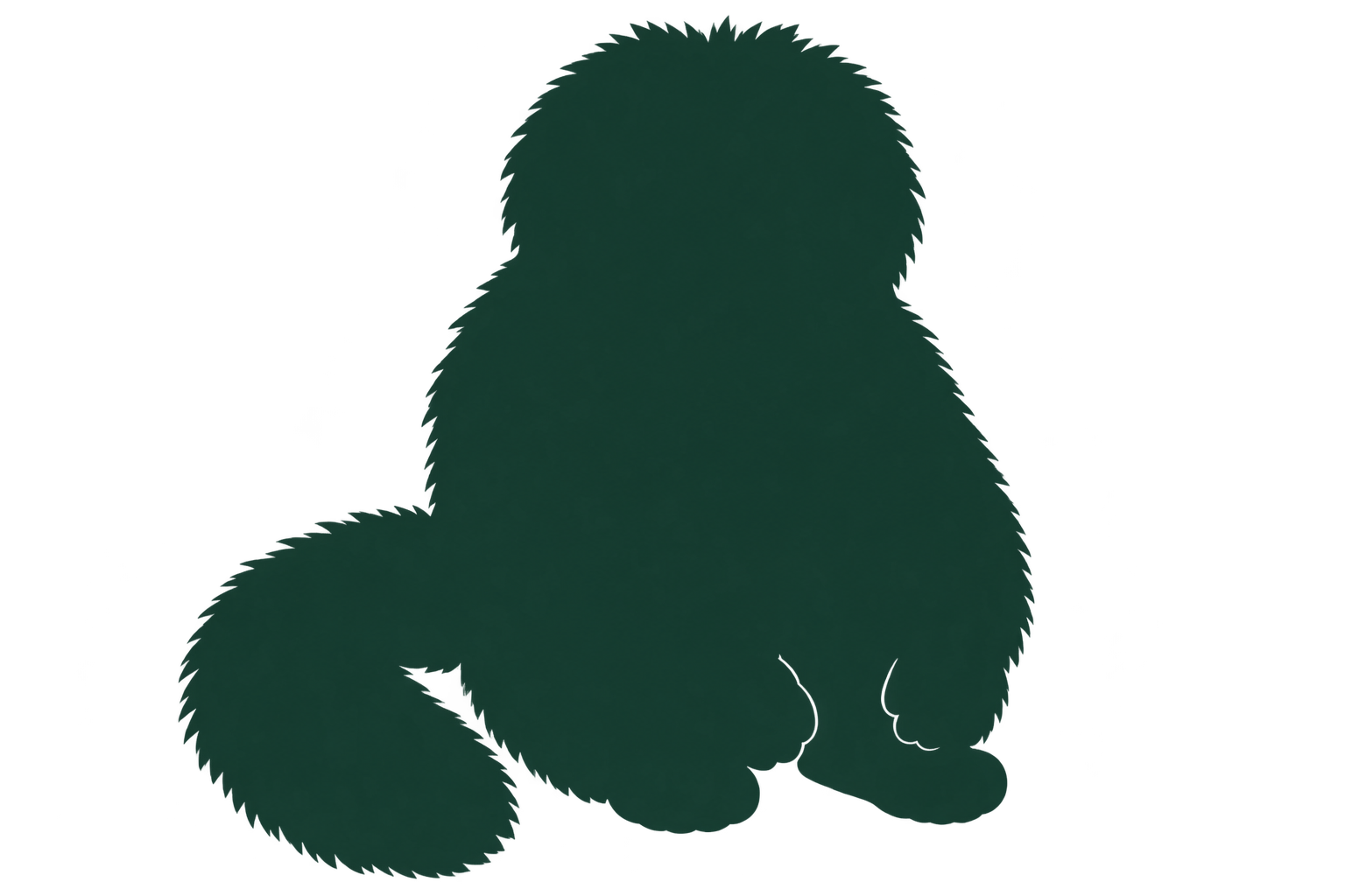 Silhouette of our seated saki monkey plush with a bushy tail